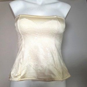 Maidenform Flexees Corset Bodice Bustier Bandeau XL Ivory White Dress Club Party